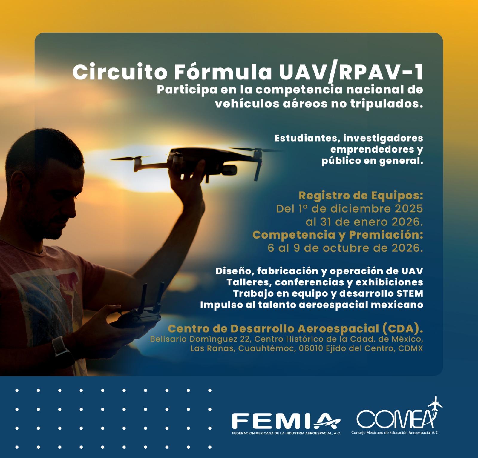 Cartel de Drones Competencia COMEA - Circuito Formula UAV/RPAV-1